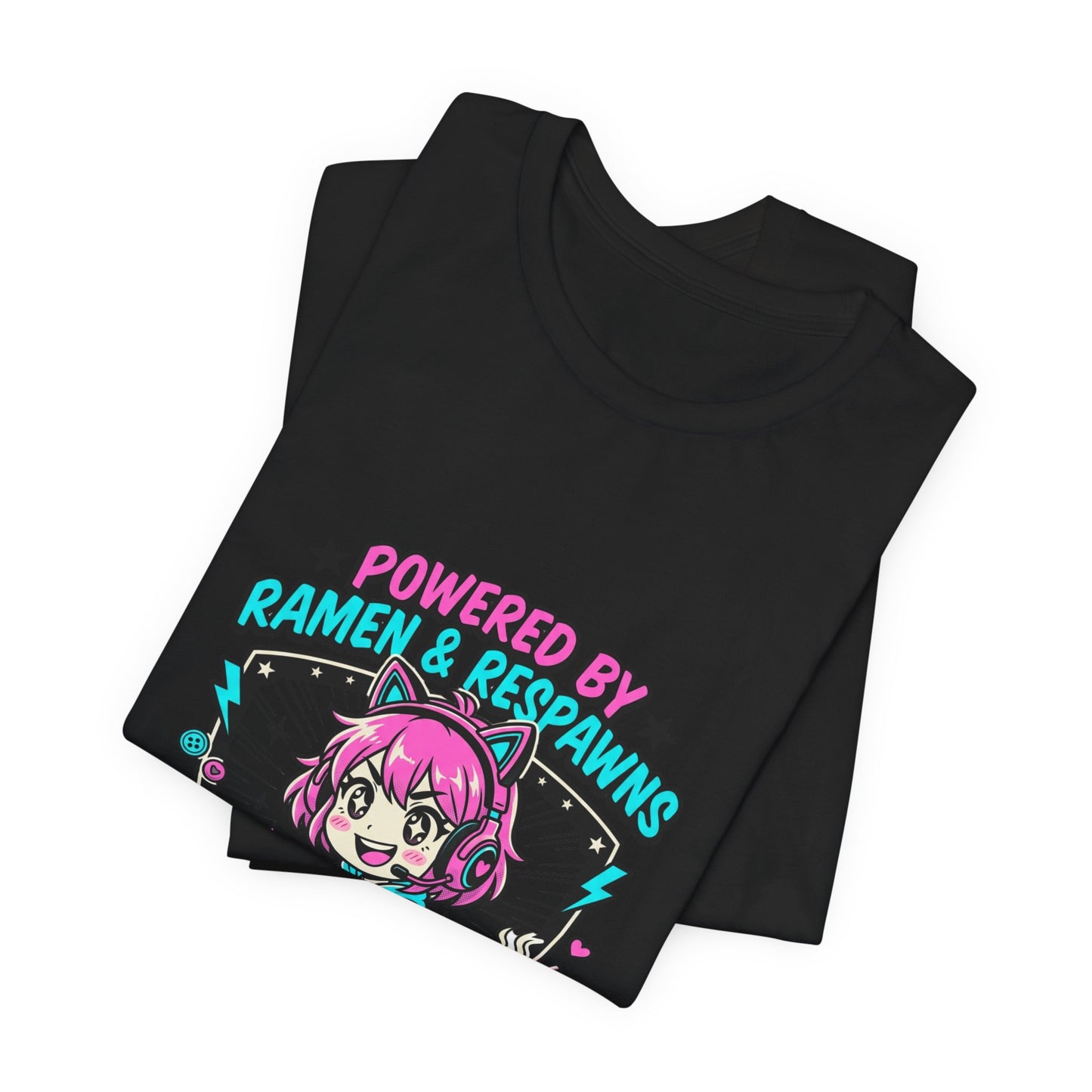 Late Night Anime Gamer Tee | chibi kawaii, manga panel, neon pastel aesthetic