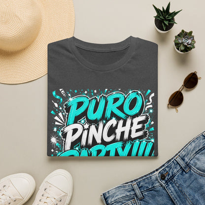 Puro Pinche Party T-Shirt — Bold Teal Party Graphic Tee