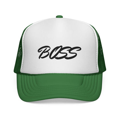 BOSS Trucker Cap — Bold Script Mesh Back Hat for Leaders & Street Style