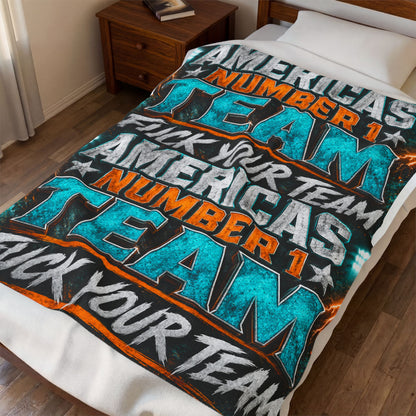 Velveteen Blanket — "America's Number 1 Team / F*** Your Team" Graphic Plush Throw