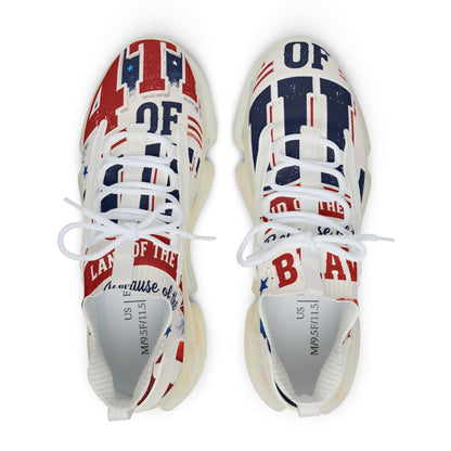 Patriotic Mesh Sneakers — Red White & Blue 'Land of the Brave' Athletic Shoes