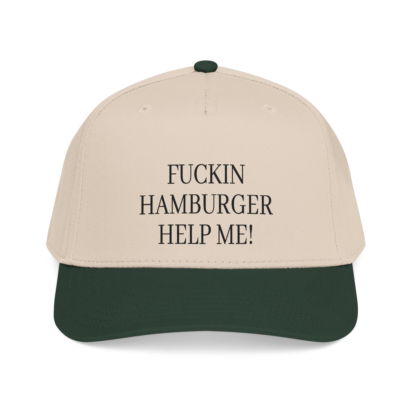 Embroidered 'Fuckin Hamburger Help Me!' Baseball Cap