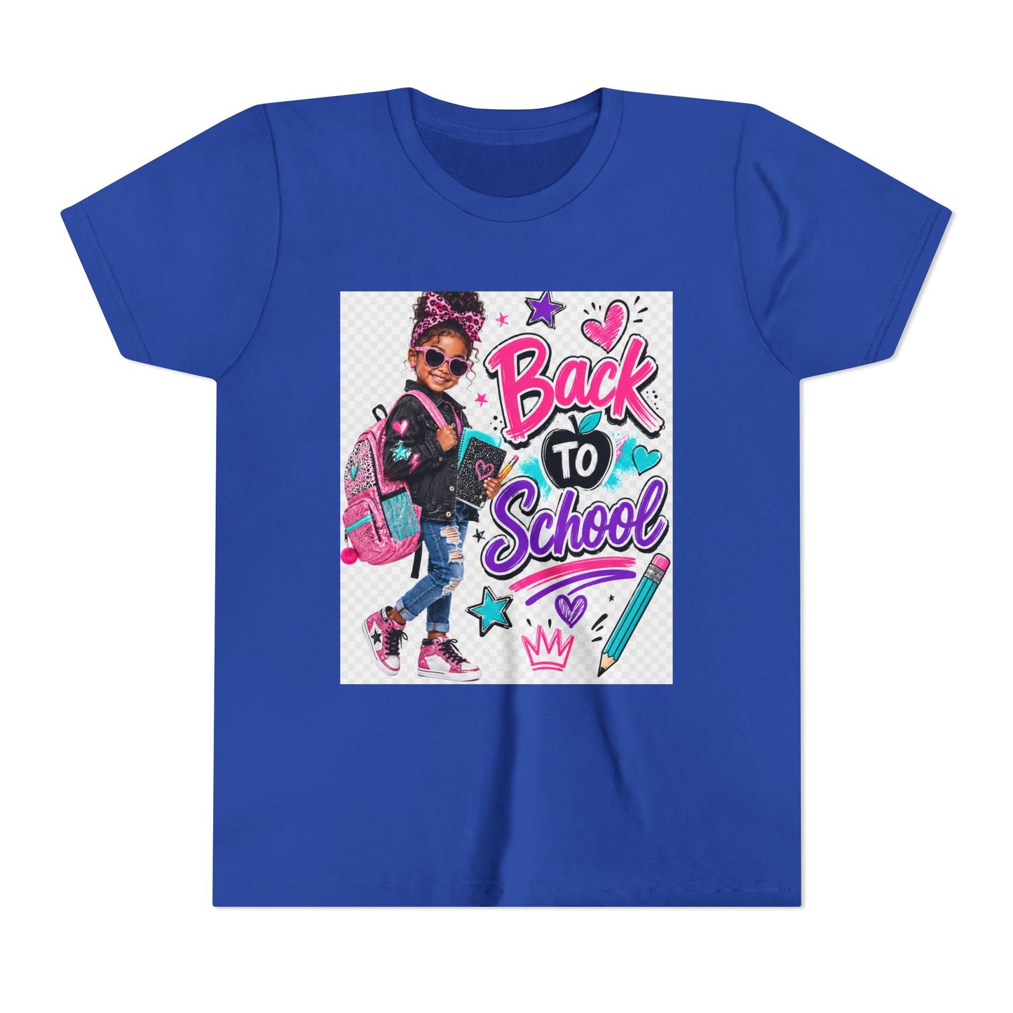Back to School Kids Tee — Colorful Girl Backpack Design