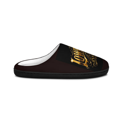 Women's Indoor Slippers — 'Lowriders' Gold Vintage Logo Cozy House Shoes