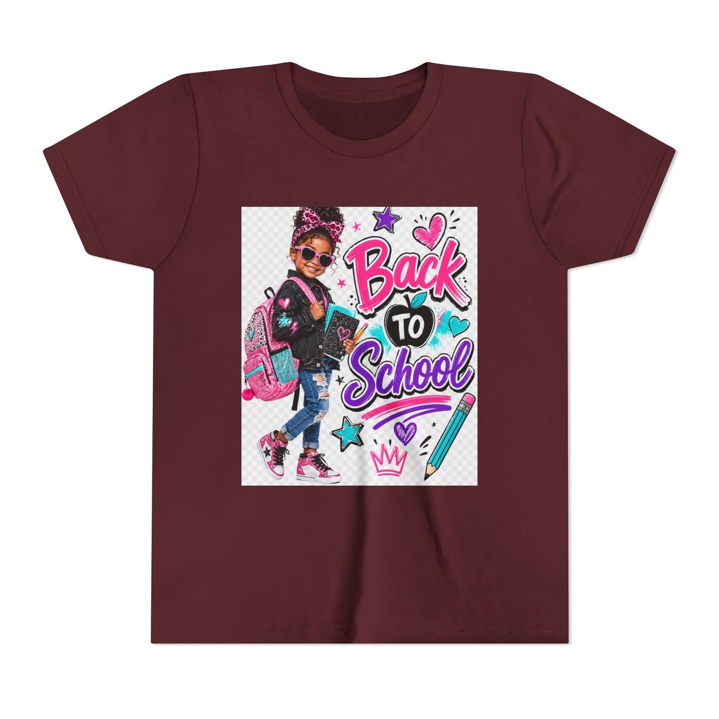 Back to School Kids Tee — Colorful Girl Backpack Design