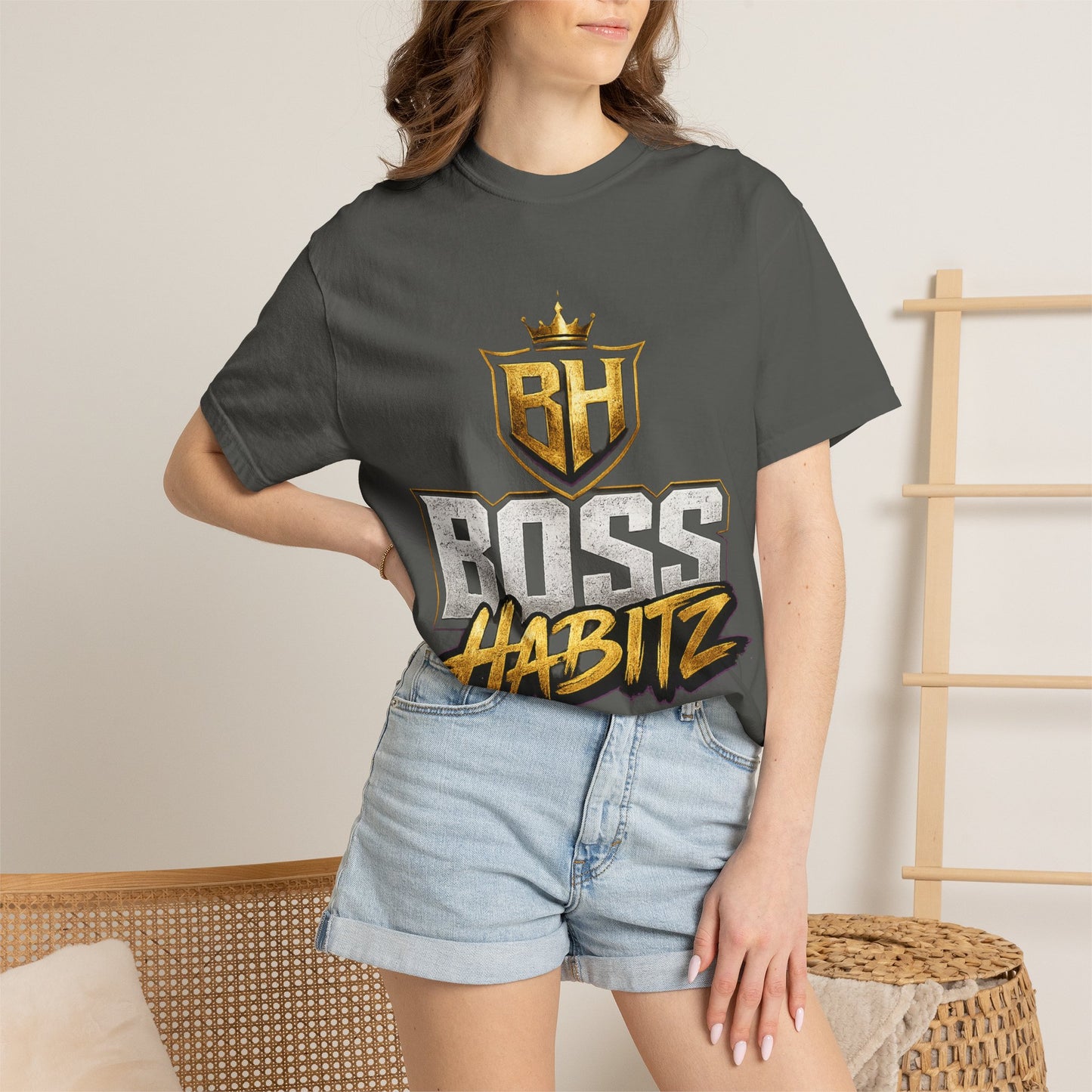Boss Habitz Graphic T-Shirt — Gold Crown Logo Tee