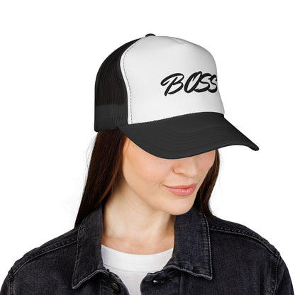 BOSS Trucker Cap — Bold Script Mesh Back Hat for Leaders & Street Style