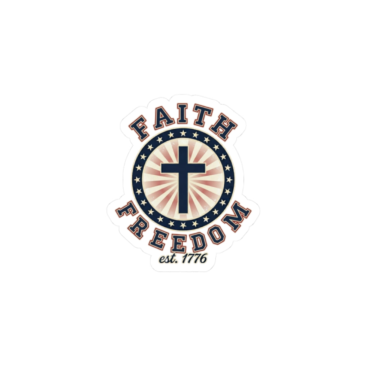 Faith & Freedom Cross Sticker | Patriotic, Faith-Based 4th of July