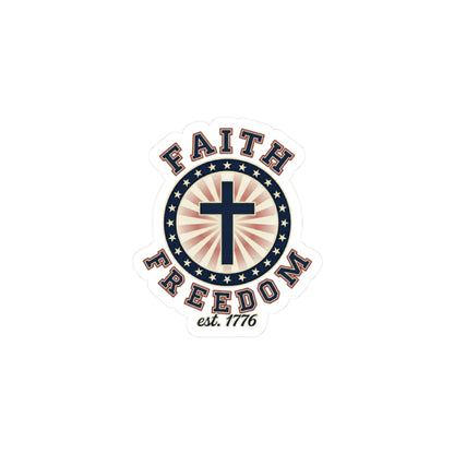 Faith & Freedom Cross Sticker | Patriotic, Faith-Based 4th of July