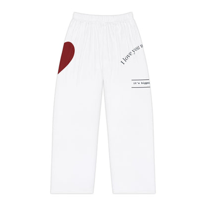 Heart Print Women's Pajama Pants — "I Love You With All My Butt" Lounge Sleepwear