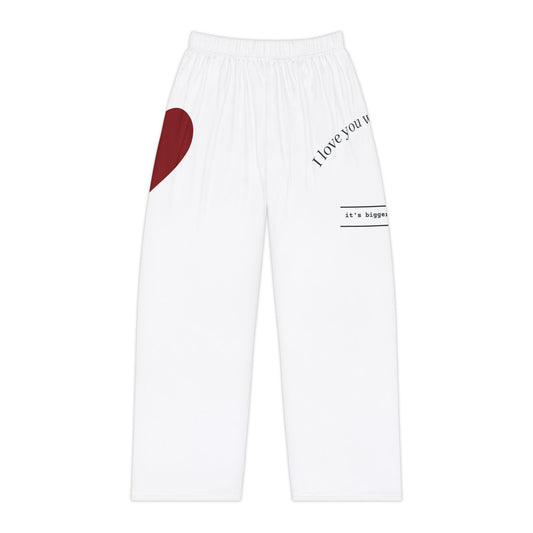 Heart Print Women's Pajama Pants — "I Love You With All My Butt" Lounge Sleepwear
