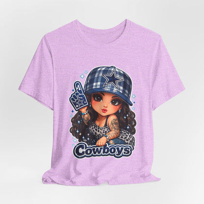 Cowboys Fan Girl T‑Shirt — Cute Tattooed Cheerleader Design