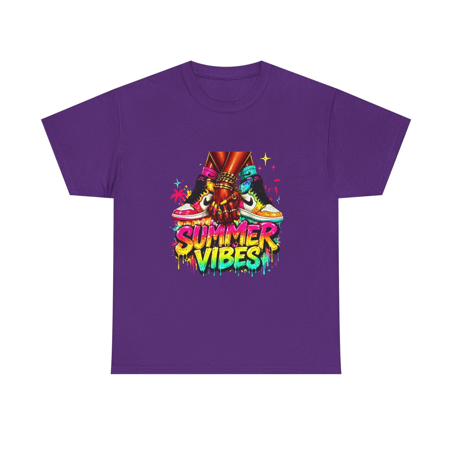 Summer Vibes T-Shirt — Colorful Tropical Skateboard Graphic Tee