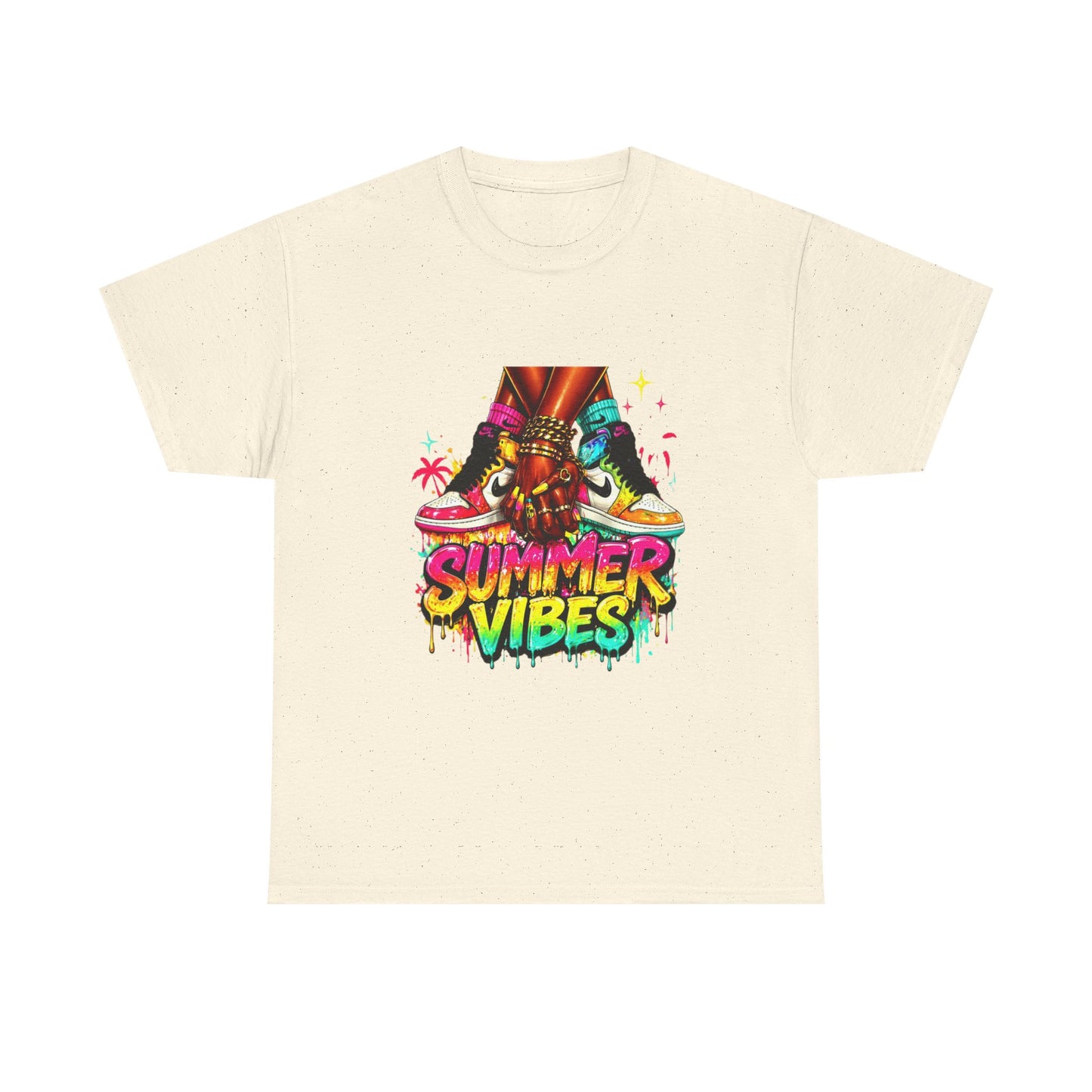 Summer Vibes T-Shirt — Colorful Tropical Skateboard Graphic Tee