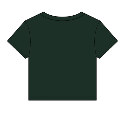Chicana Script Micro Rib Baby Tee — Cropped Gothic Graphic Top