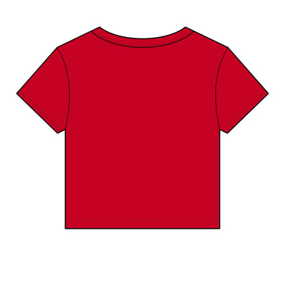 Chicana Script Micro Rib Baby Tee — Cropped Gothic Graphic Top