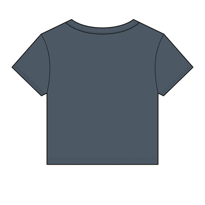 Chicana Script Micro Rib Baby Tee — Cropped Gothic Graphic Top