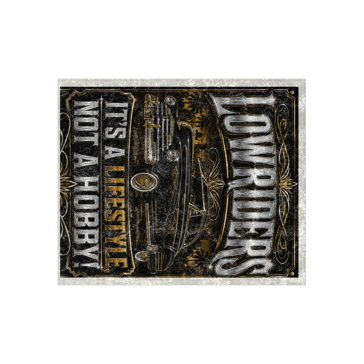 Lowriders Crushed Velvet Blanket – "It's a Lifestyle Not a Hobby" Vintage Car Throw