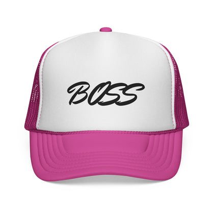 BOSS Trucker Cap — Bold Script Mesh Back Hat for Leaders & Street Style