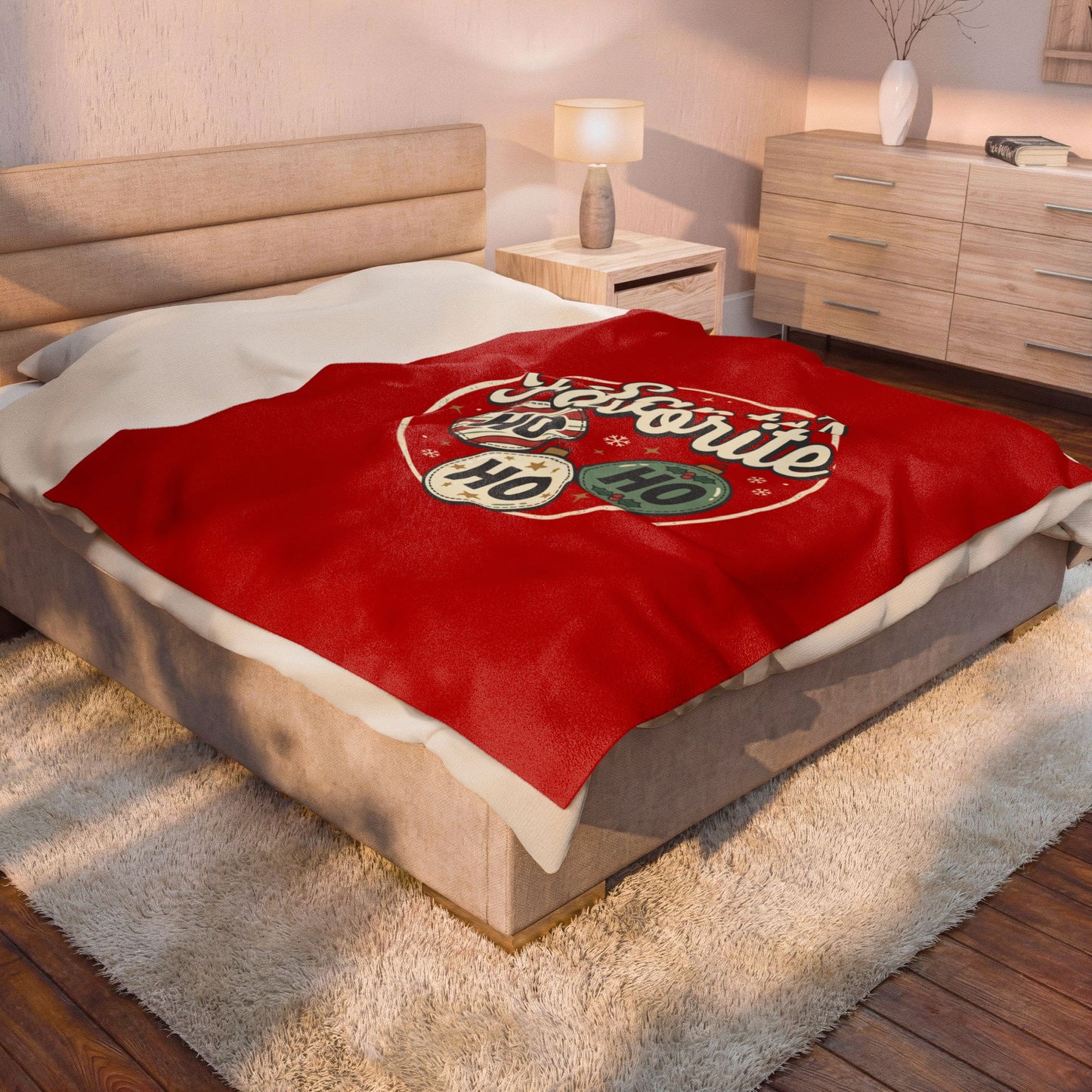 Velveteen Blanket — "Santa's Favorite" HO HO HO Christmas Plush Throw