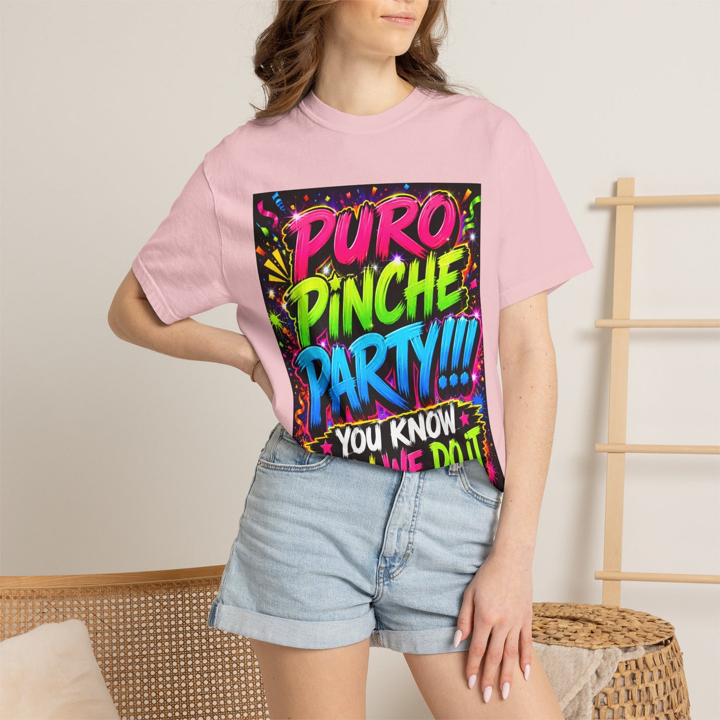 Puro Pinche Party T-Shirt — Neon Fiesta Graphic Tee (You Know How We Do It)