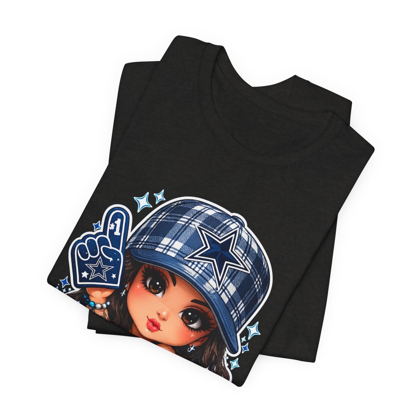 Cowboys Fan Girl T‑Shirt — Cute Tattooed Cheerleader Design