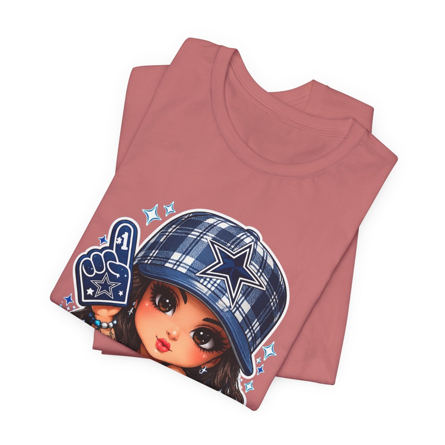 Cowboys Fan Girl T‑Shirt — Cute Tattooed Cheerleader Design
