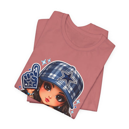 Cowboys Fan Girl T‑Shirt — Cute Tattooed Cheerleader Design