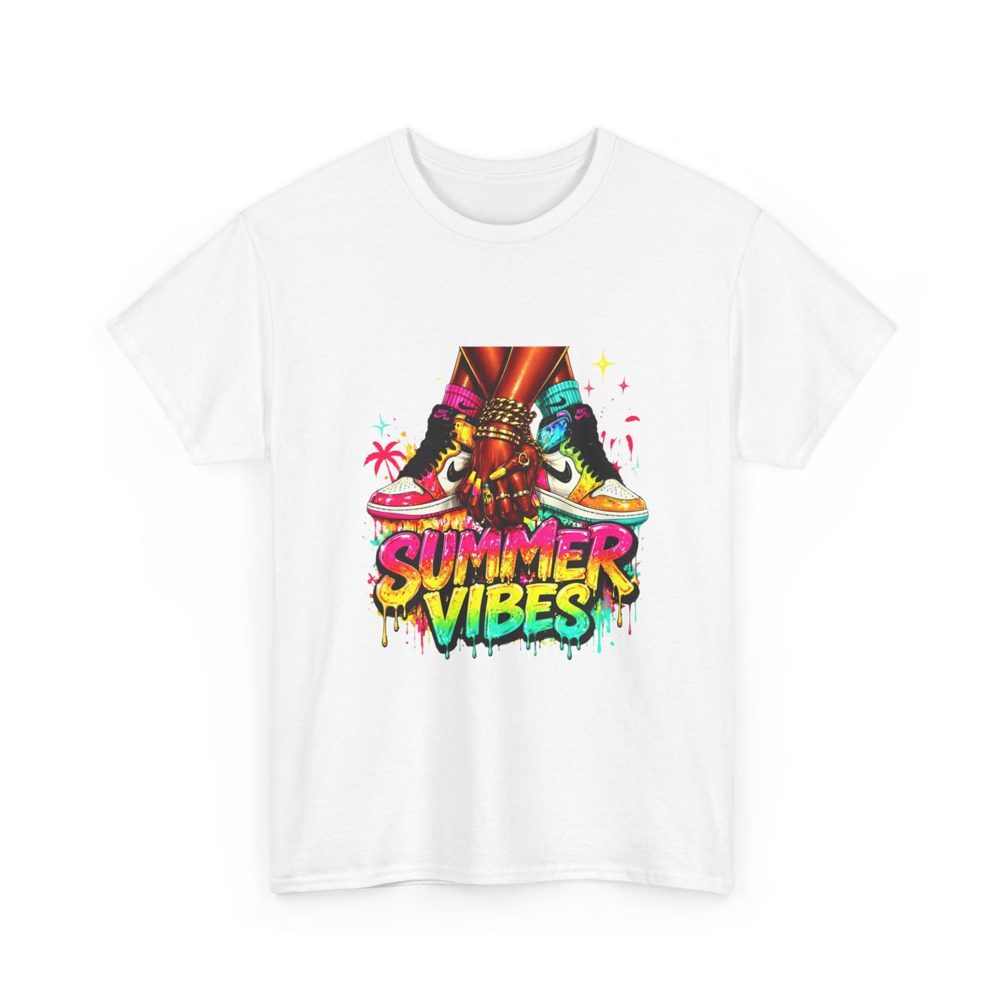 Summer Vibes T-Shirt — Colorful Tropical Skateboard Graphic Tee