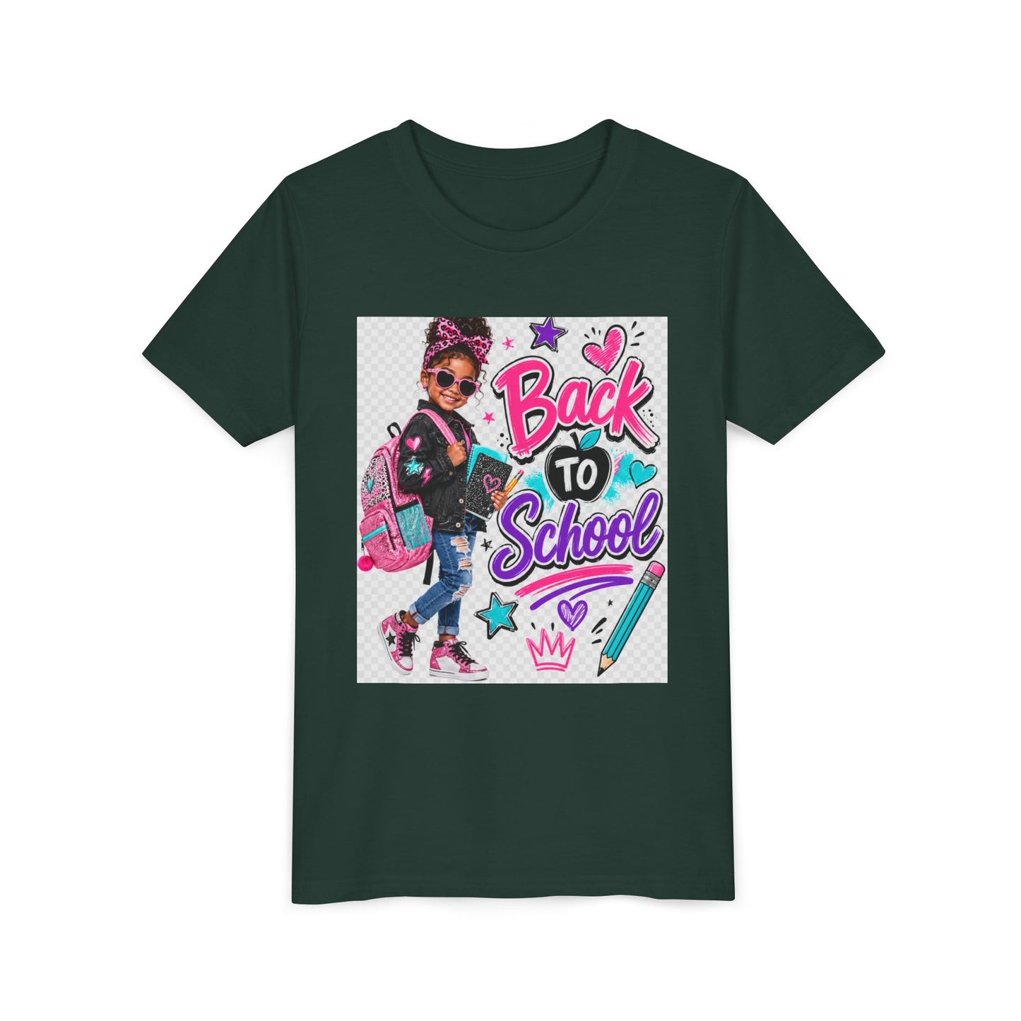Back to School Kids Tee — Colorful Girl Backpack Design