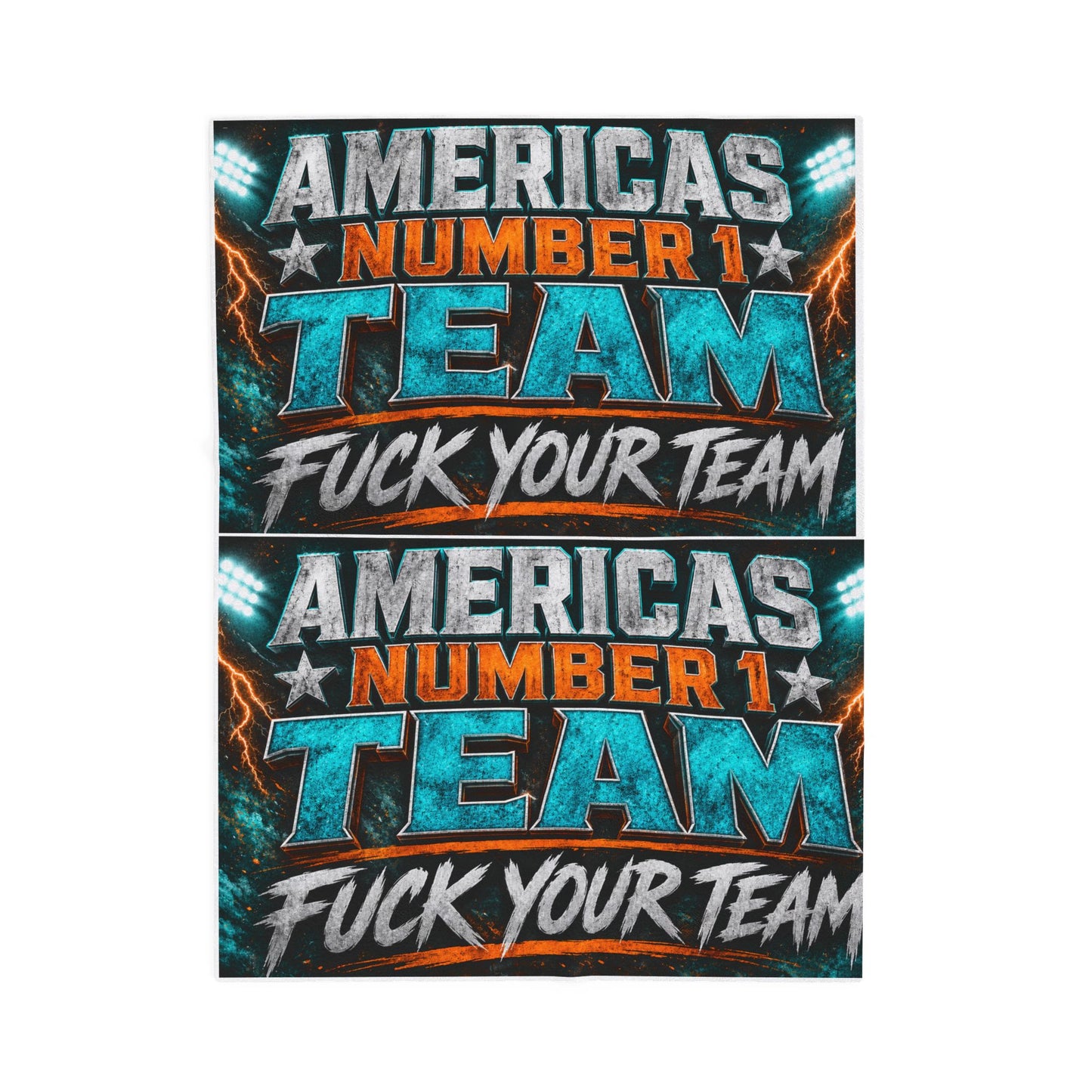 Velveteen Blanket — "America's Number 1 Team / F*** Your Team" Graphic Plush Throw