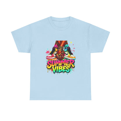 Summer Vibes T-Shirt — Colorful Tropical Skateboard Graphic Tee