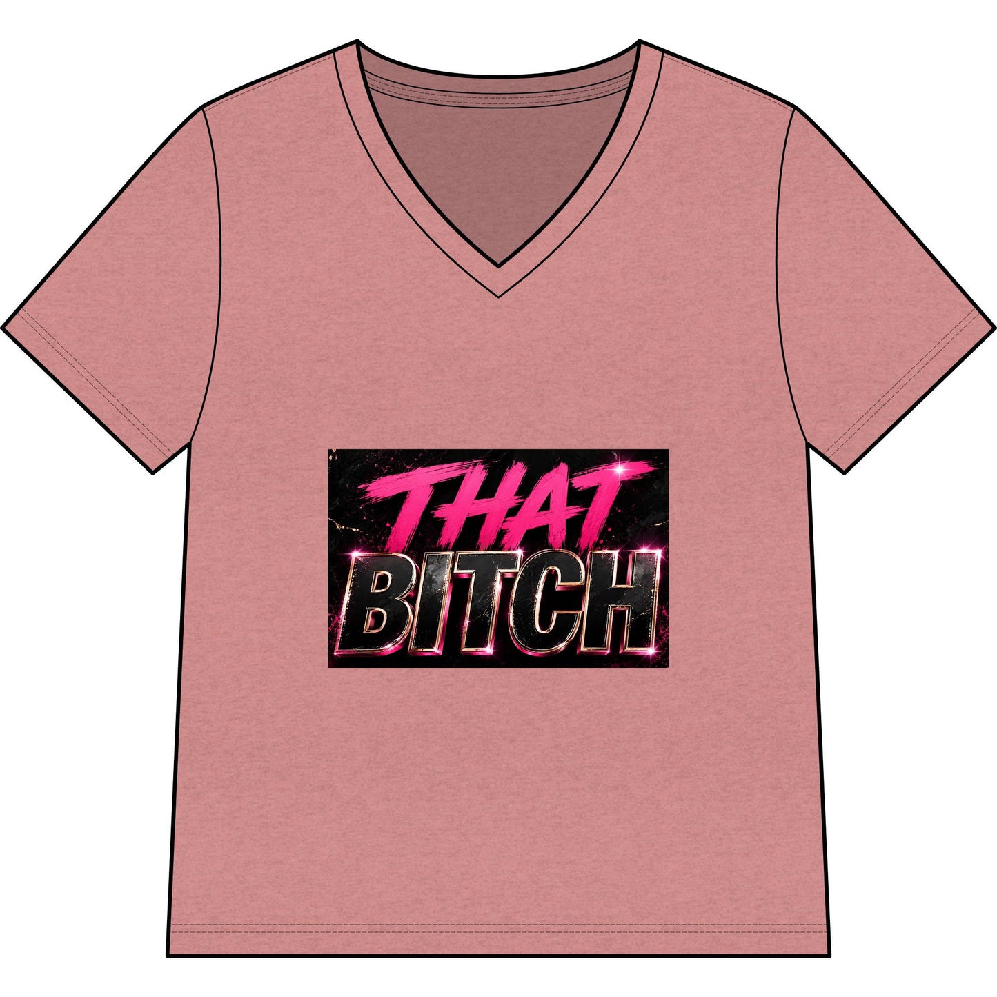 That Bitch V-Neck Tee — Bold Retro Neon Graphic Shirt for Women