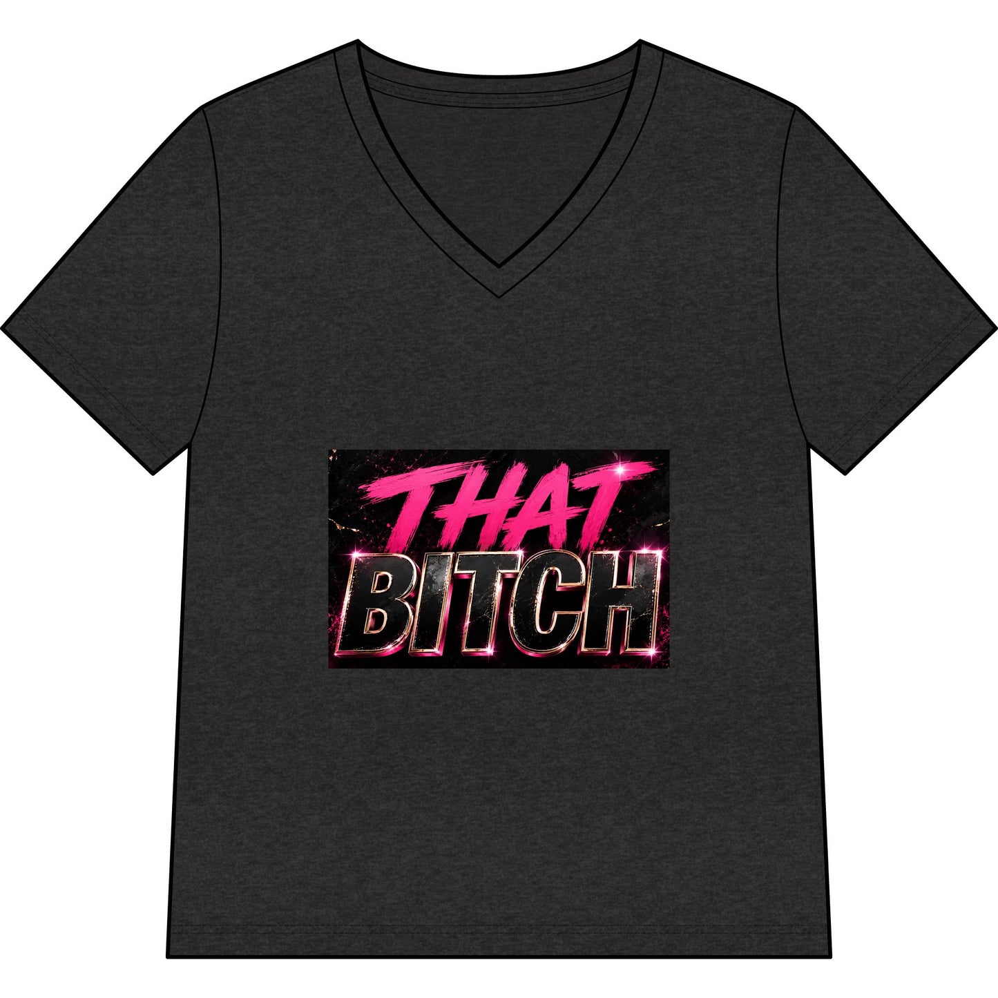 That Bitch V-Neck Tee — Bold Retro Neon Graphic Shirt for Women