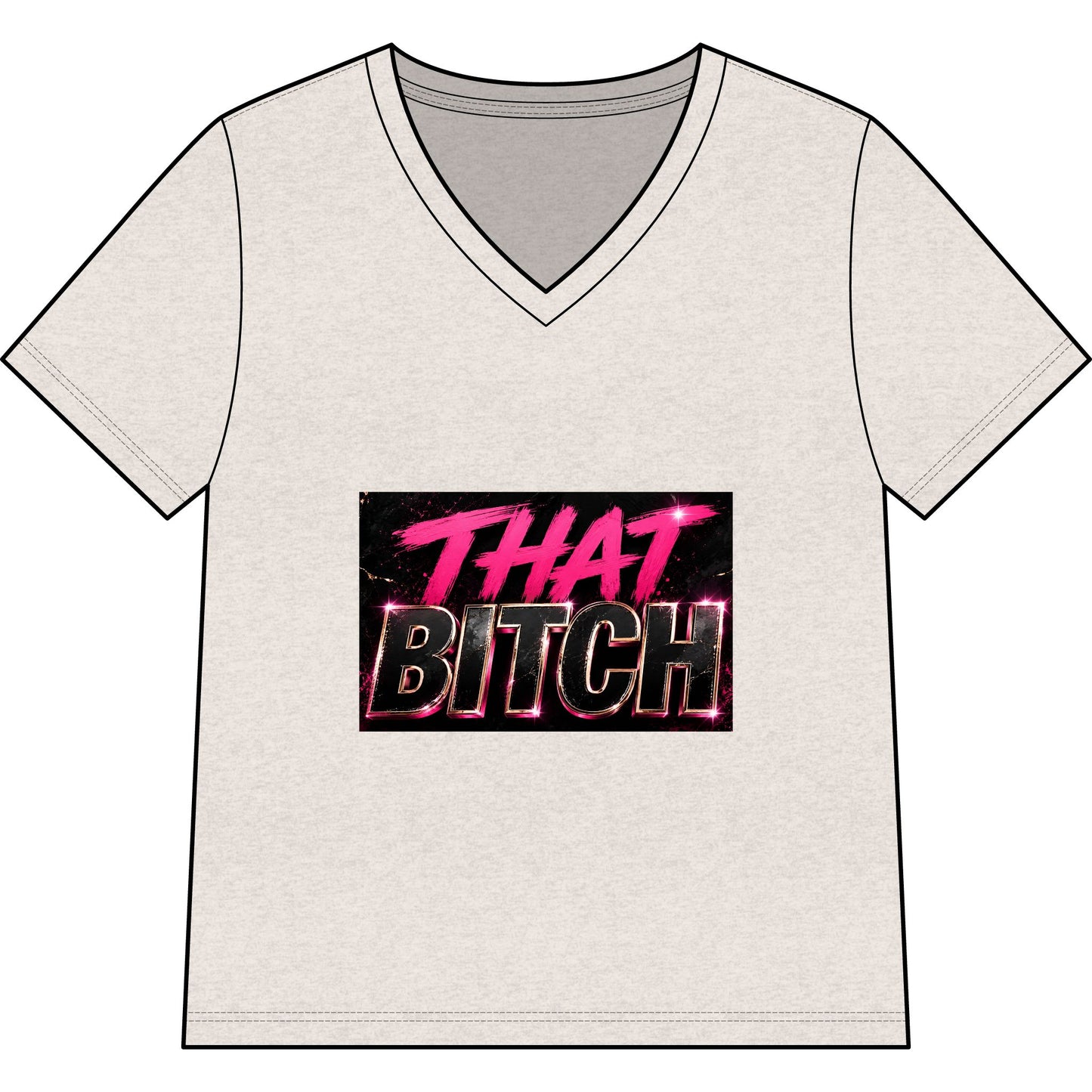 That Bitch V-Neck Tee — Bold Retro Neon Graphic Shirt for Women