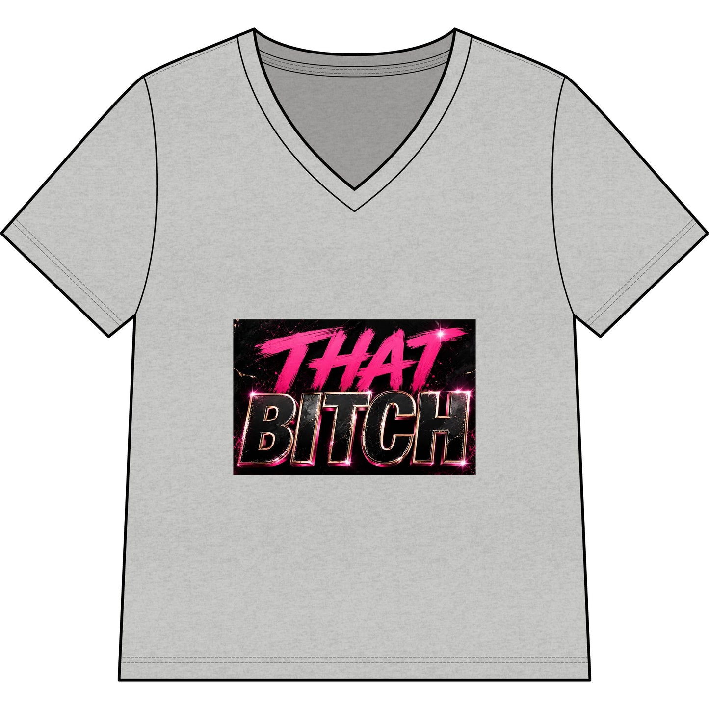 That Bitch V-Neck Tee — Bold Retro Neon Graphic Shirt for Women