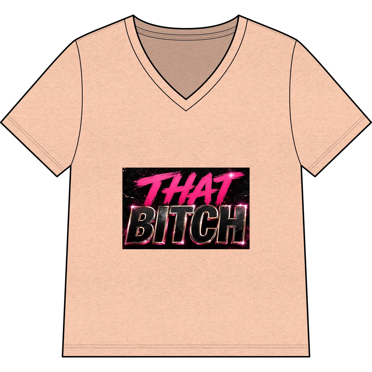 That Bitch V-Neck Tee — Bold Retro Neon Graphic Shirt for Women