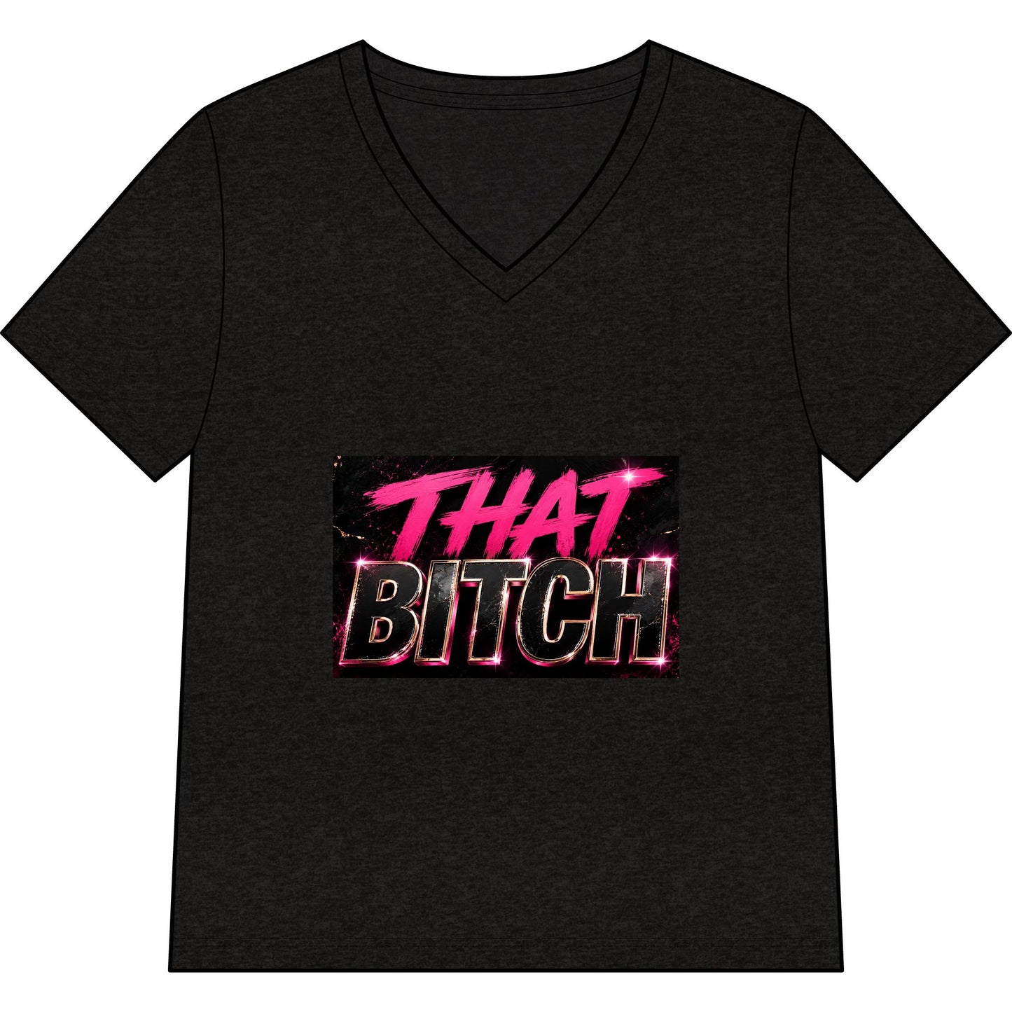 That Bitch V-Neck Tee — Bold Retro Neon Graphic Shirt for Women