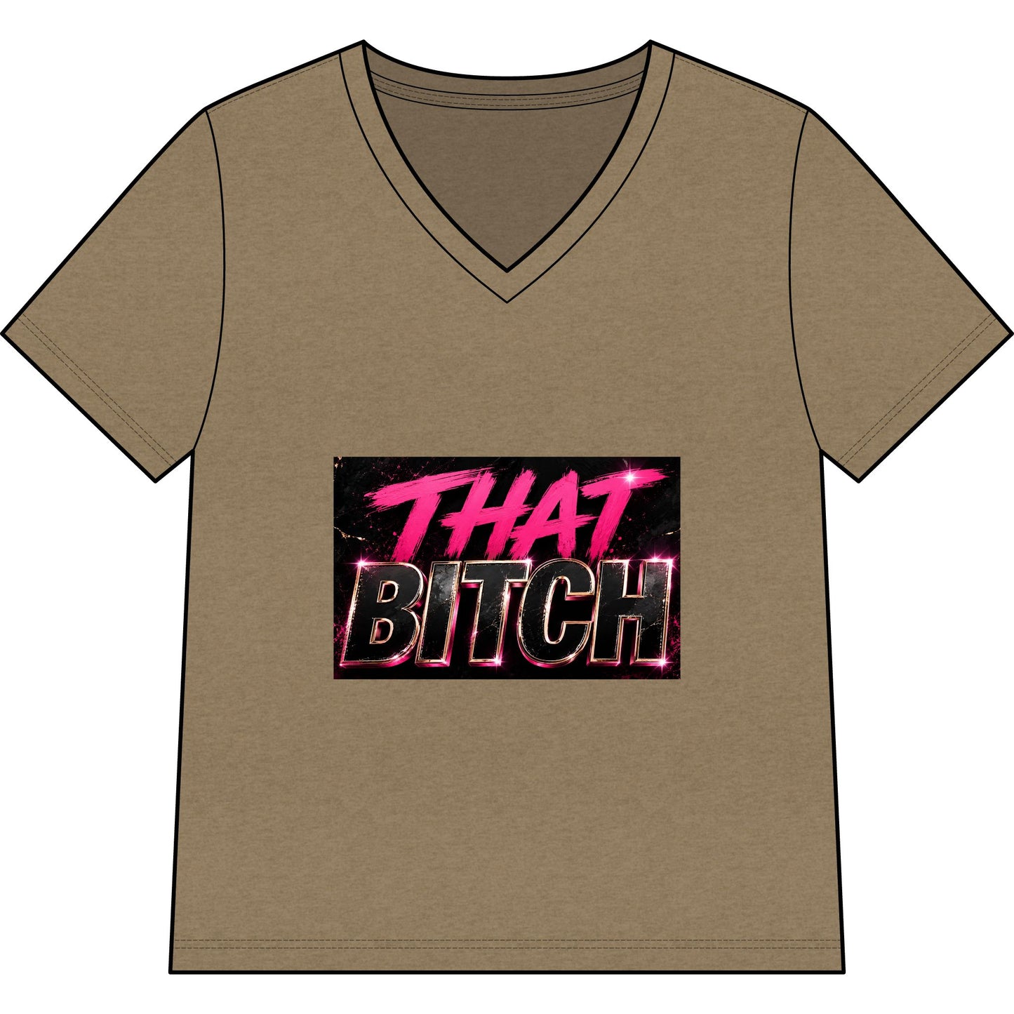 That Bitch V-Neck Tee — Bold Retro Neon Graphic Shirt for Women