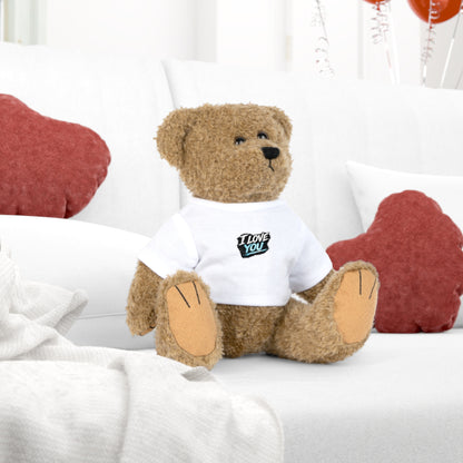 I Love You Plush Bear — Cute Teddy with Graphic T‑Shirt (Valentine’s Gift)