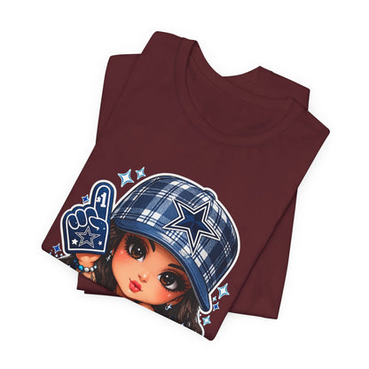 Cowboys Fan Girl T‑Shirt — Cute Tattooed Cheerleader Design