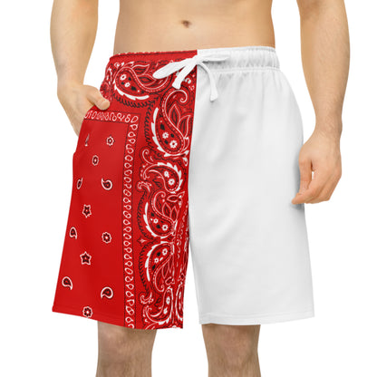 Bandana Print Athletic Shorts — Red Paisley AOP Activewear