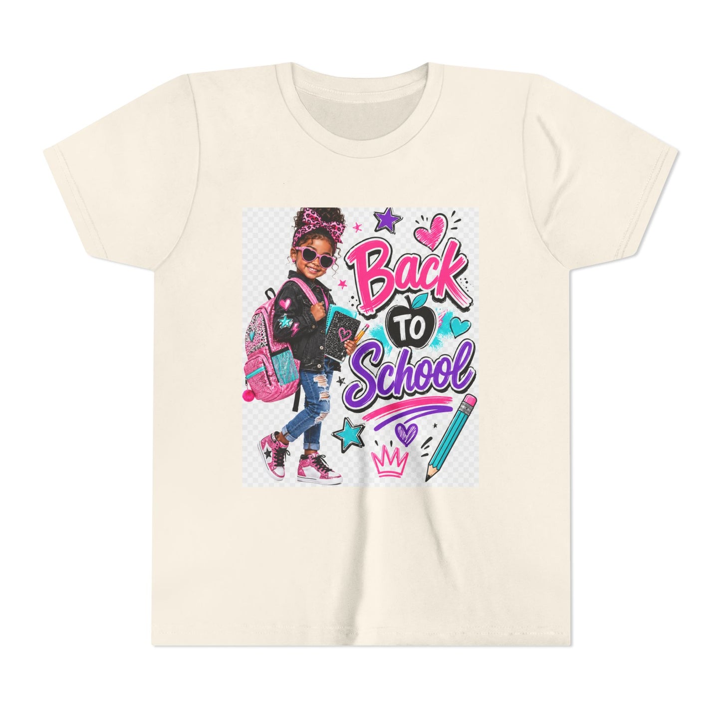 Back to School Kids Tee — Colorful Girl Backpack Design