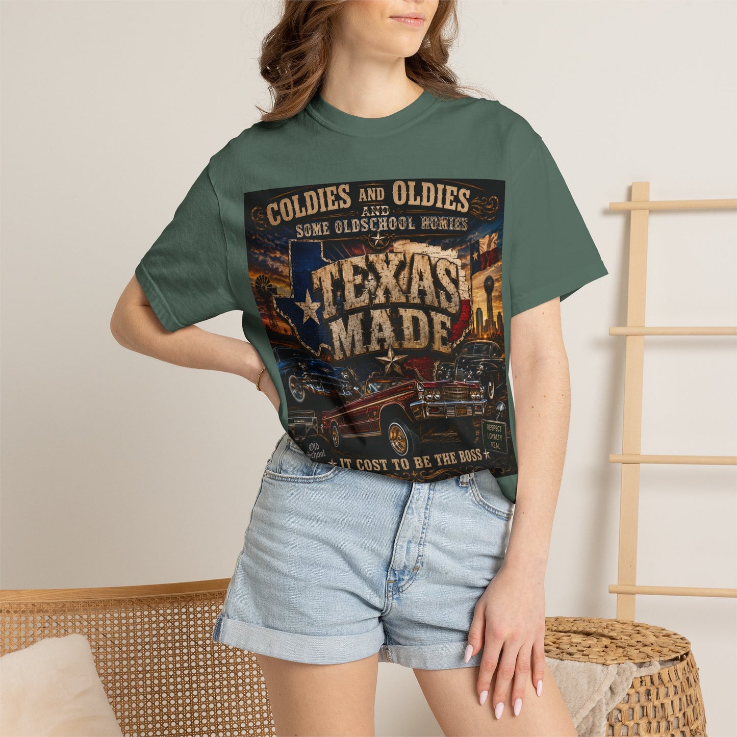 Texas Made Vintage Car T-Shirt — "Hello Motha Fuckaaaa" Back Print