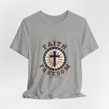 Faith & Freedom cross tee, Patriotic Vintage Americana July 4th