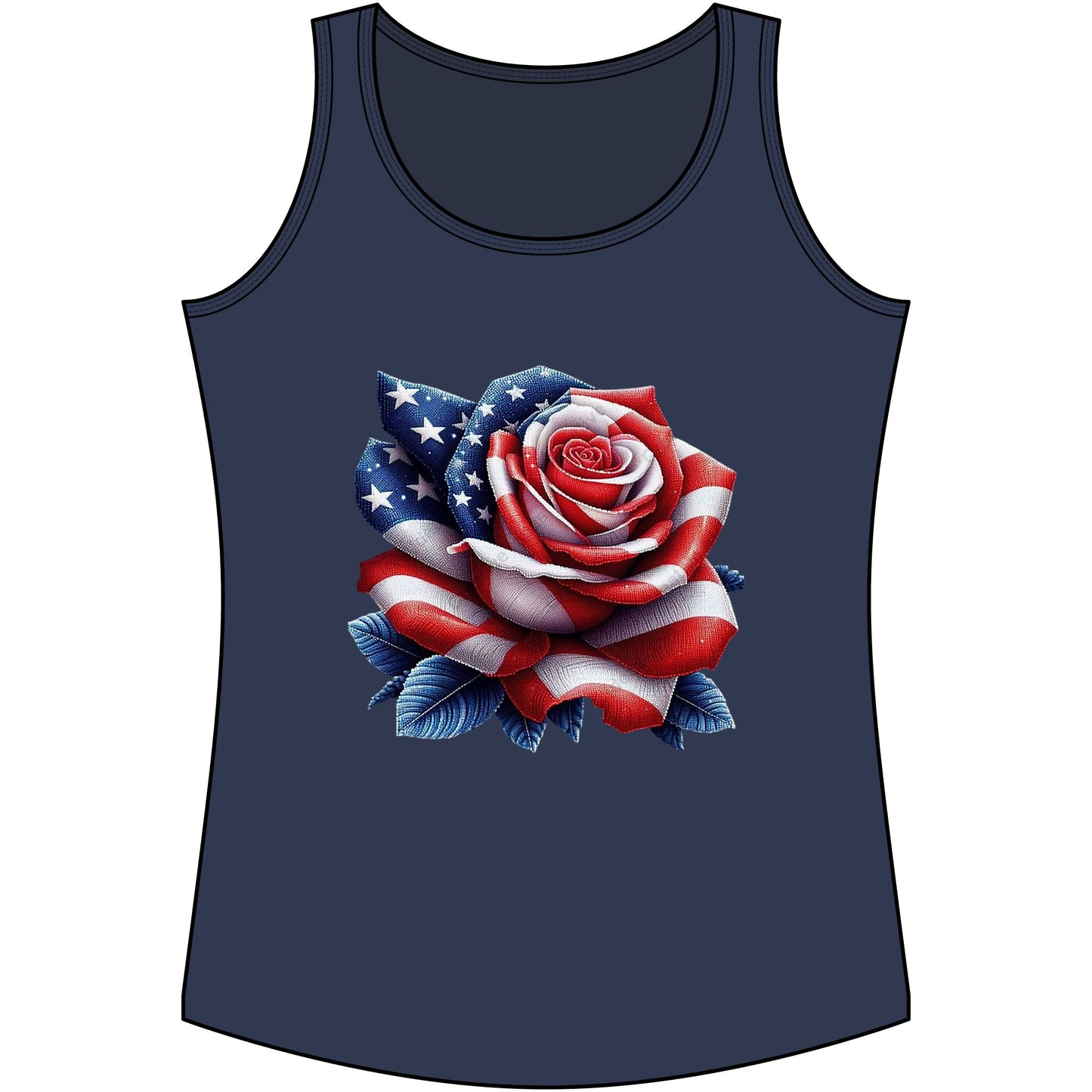Patriotic Rose Tank Top — American Flag Rose Floral Tank