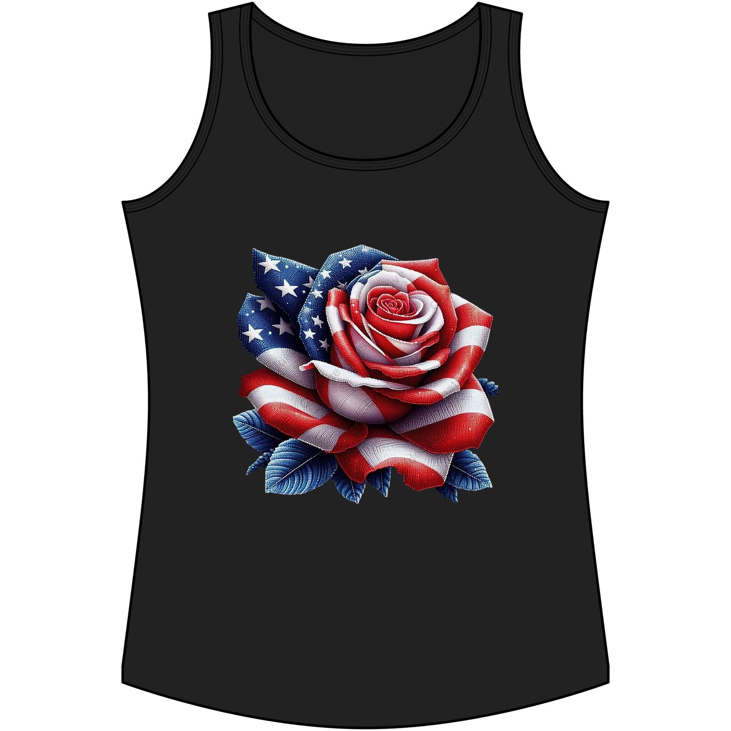 Patriotic Rose Tank Top — American Flag Rose Floral Tank