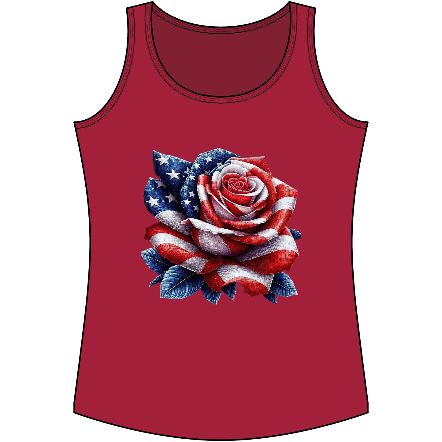 Patriotic Rose Tank Top — American Flag Rose Floral Tank