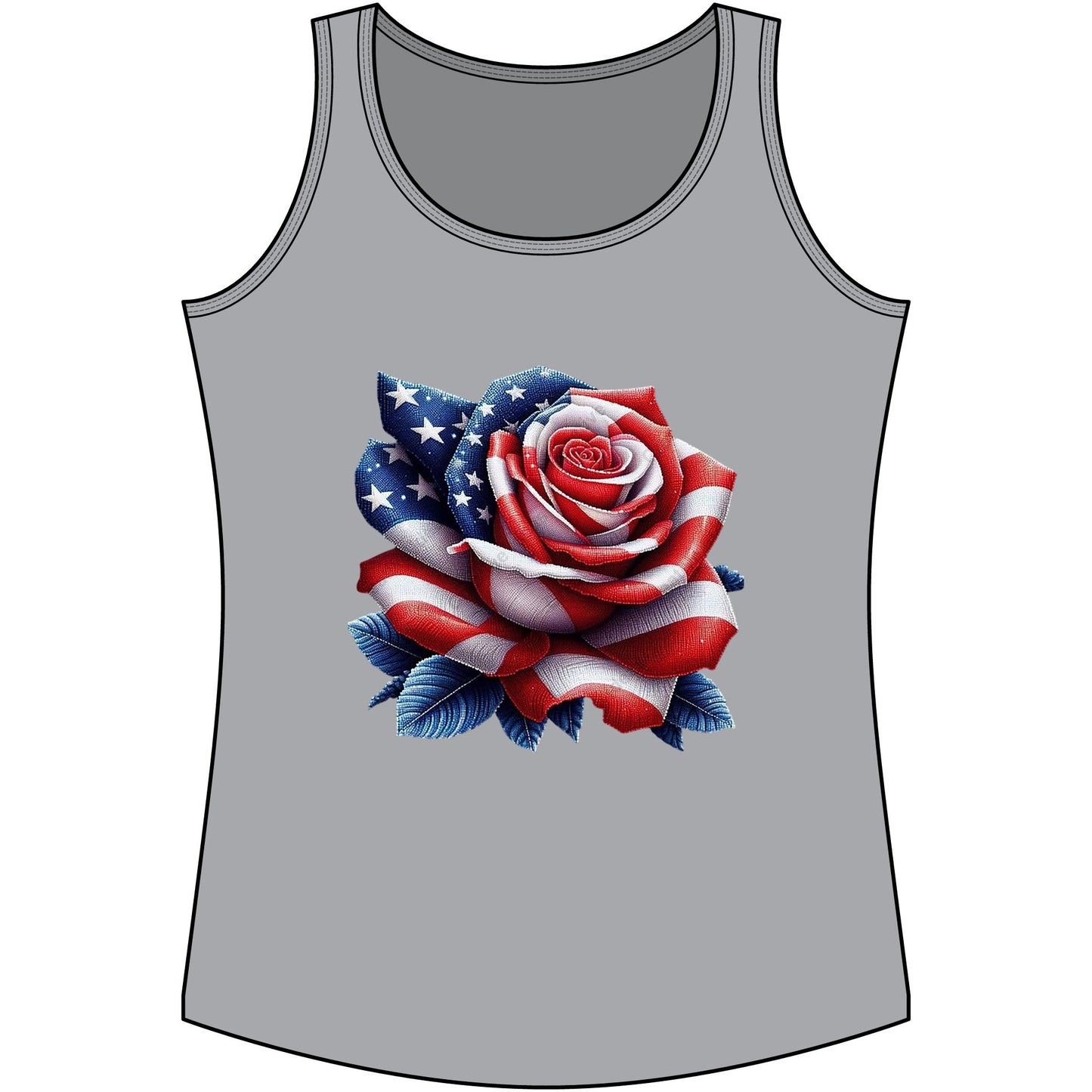 Patriotic Rose Tank Top — American Flag Rose Floral Tank