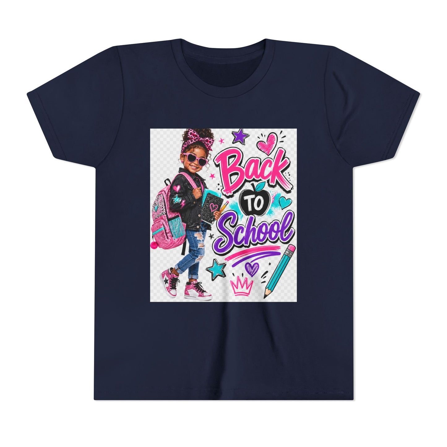 Back to School Kids Tee — Colorful Girl Backpack Design
